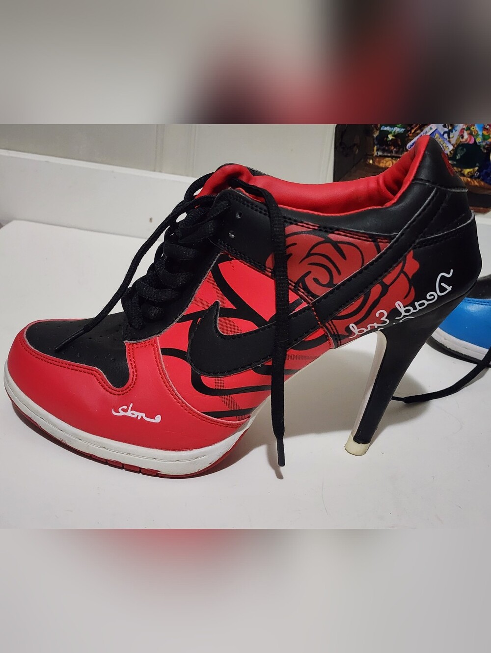 Nike SB Rose Custom High Heel Stiletto Red Black Womens Size 9.5 Rare - Picture 5 of 10
